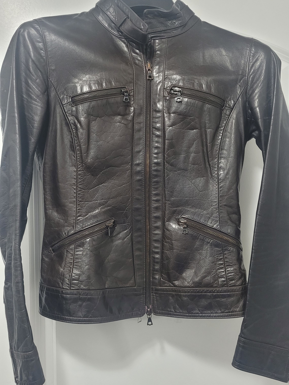 M0851 Leather Jacket - Dark Brown with  Lining